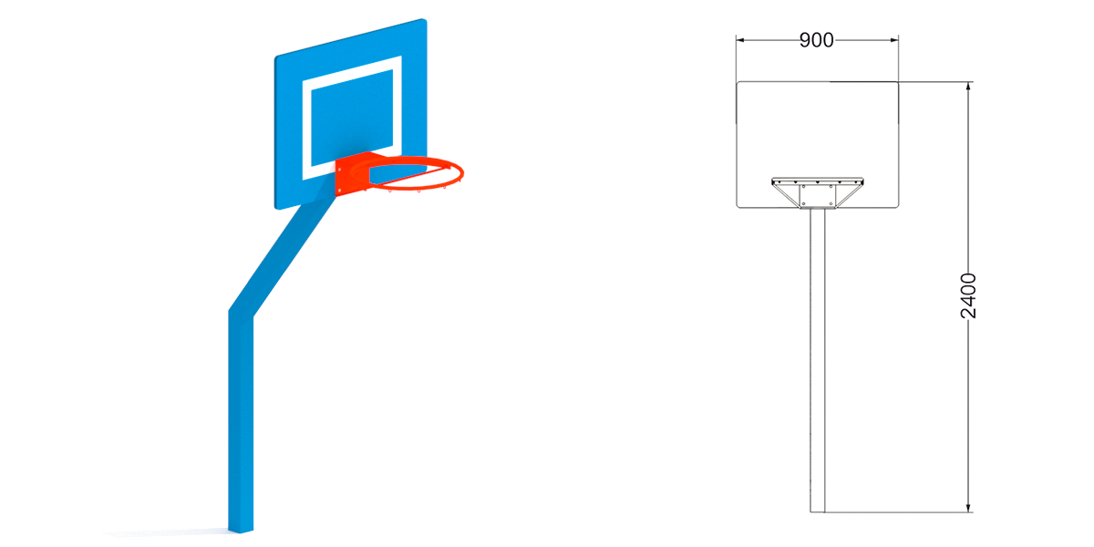 СО 187 Баскетбольная стойка с щитом с сеткой (900х1300х2400)